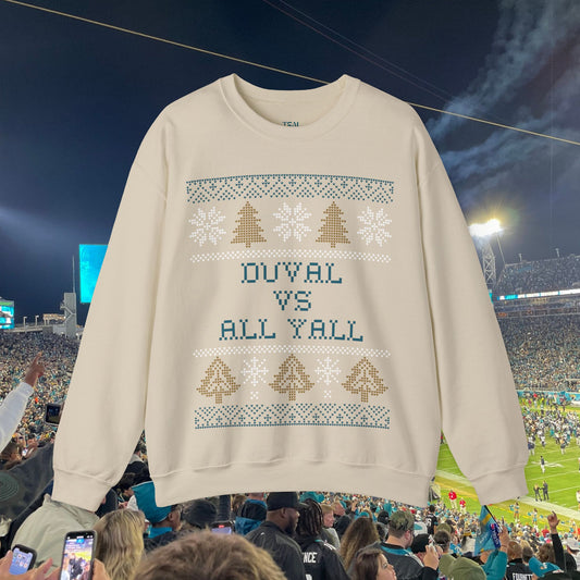 Duval vs All Y'all Ugly Christmas Sweatshirt