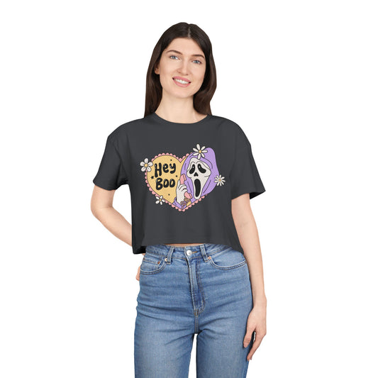 Hey Boo Crop Top, Cute Halloween Shirt