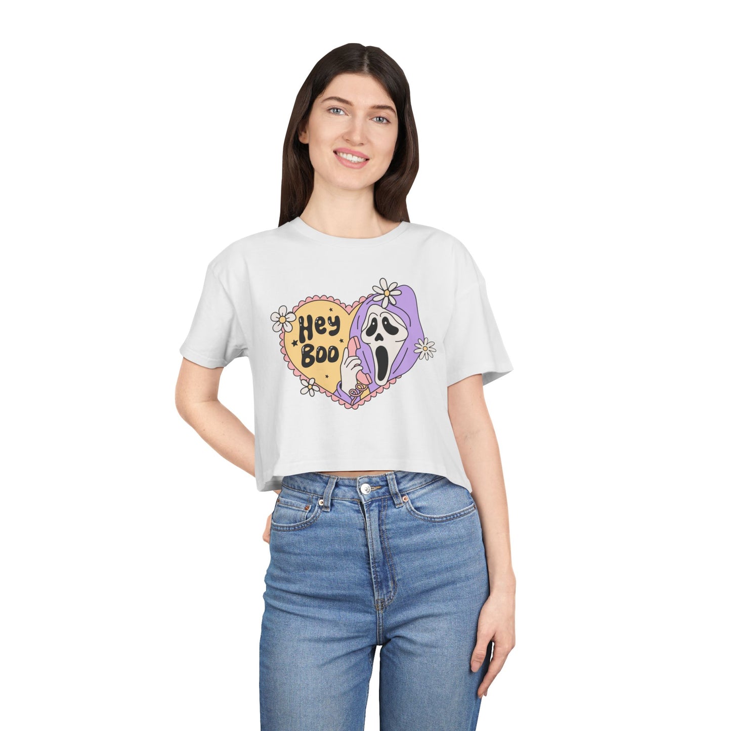 Hey Boo Crop Top, Cute Halloween Shirt