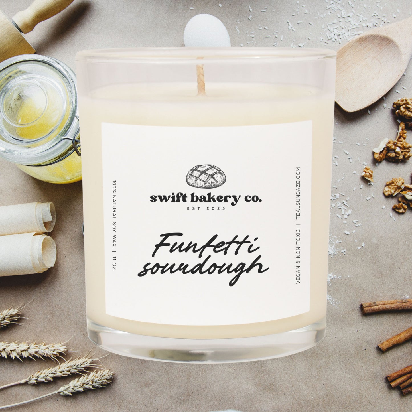 Funfetti Sourdough Candle – 11 oz Soy Wax Bakery Candle Inspired by Taylor